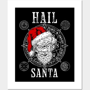 Hail Santa Christmas Black Magic Posters and Art